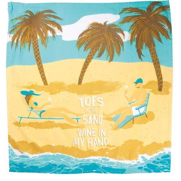 Primitives by Kathy Kitchen Towel - Toes in the Sand Wine In My Hand - Picture 3 of 3